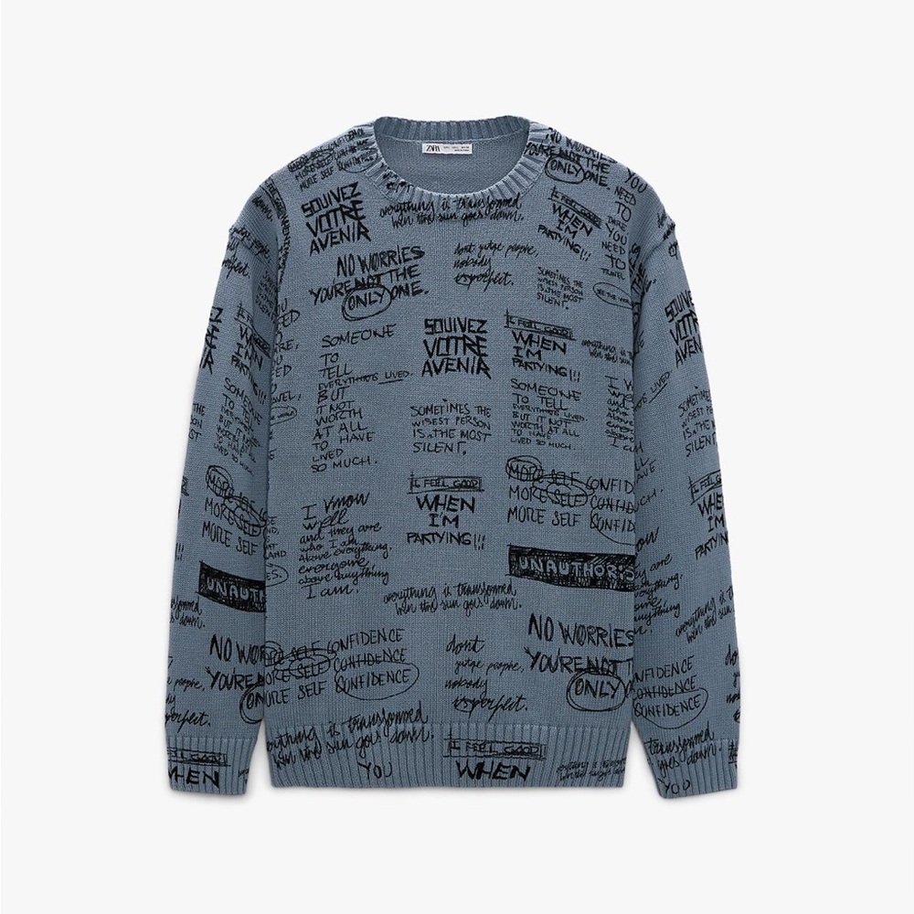 Zara crew neck graffiti